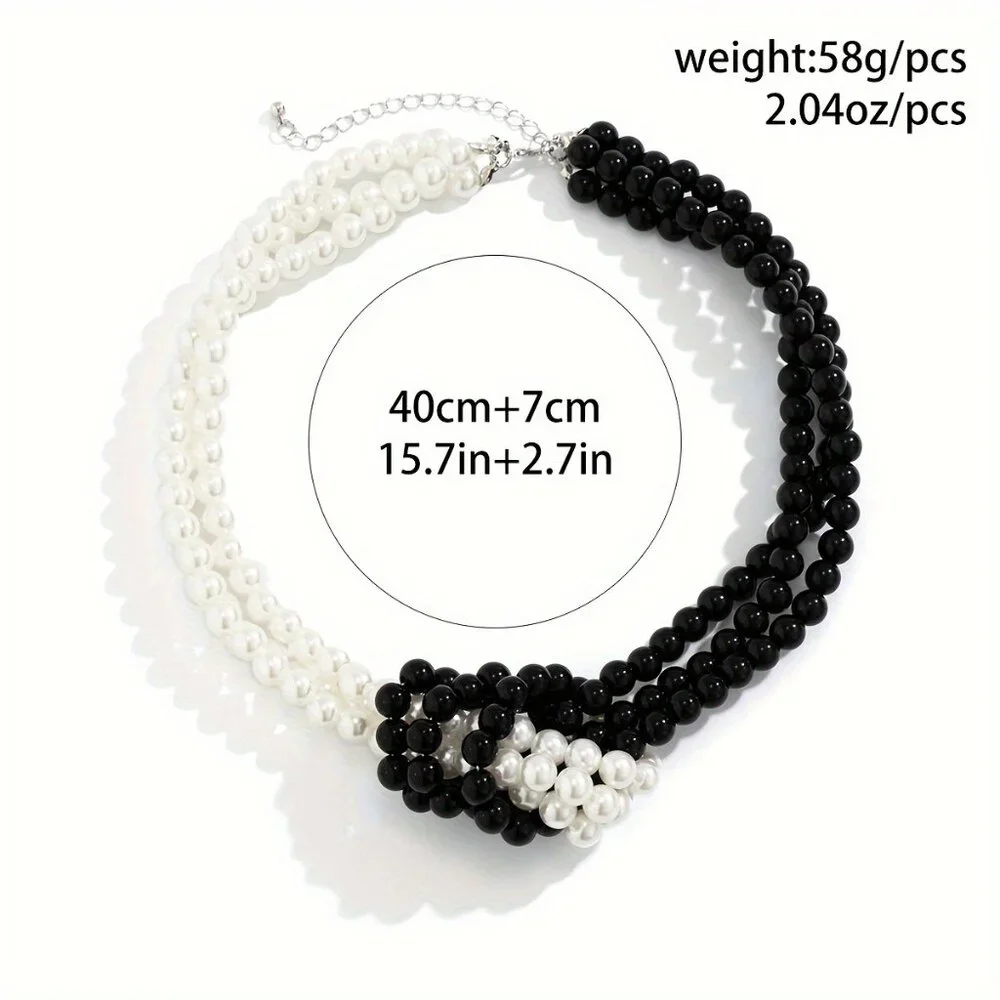 Elegant Black and White Necklace with Beaded Strands - Picture 8 of 12